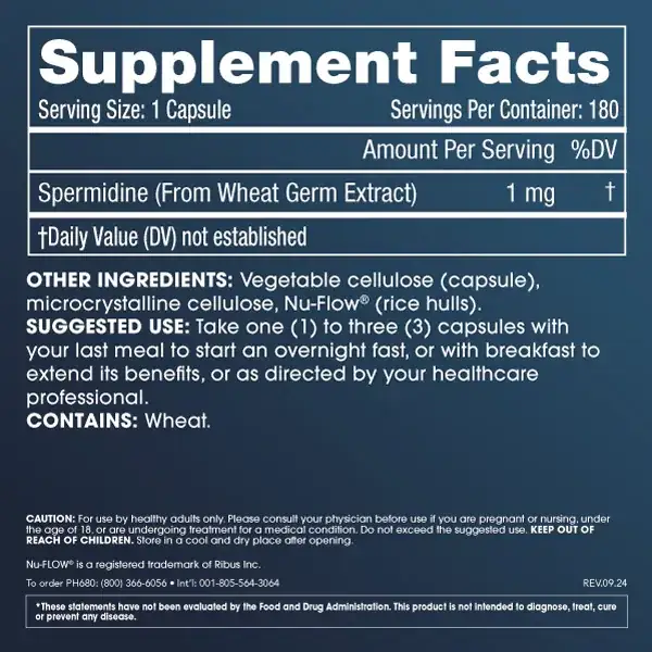 Primeadine spermidine wheat germ extract bottle